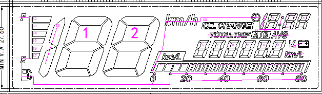 Customized Size Va Type Monochrome Segment Yamaha Lcd Screen Display For Speedometer Motorcycle