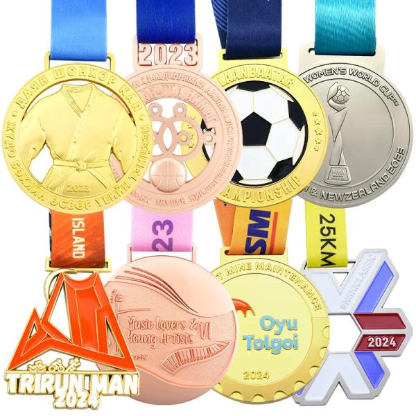 Médaille de marathon en argent d'or d'émail doux sur mesure Médailles métalliques de natation de sport