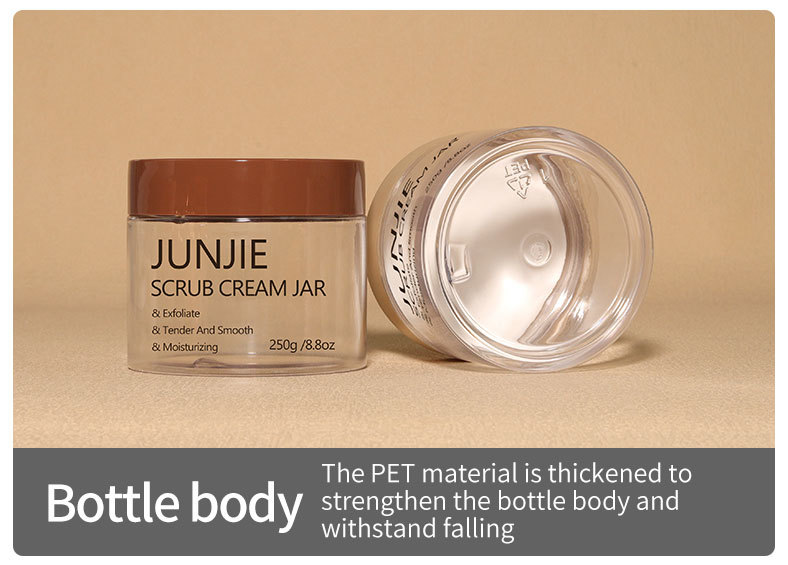 Custom Color Logo 250ml 300ml Transparent PET Cream Jars Screw Top Empty Skincare & Hair Mask Packaging UV Printed Lids