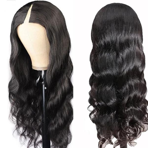 None Lace Wigs V Part Cambodian Hair Wig Body Wave Human Raw Hair No Leave Out Gluless