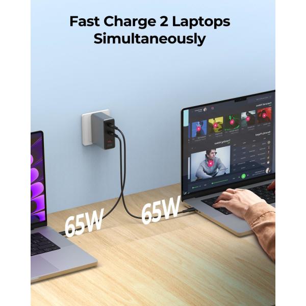 150 Вт GAN USB C PD зарядное устройство 3 порта PD3.1 Зарядное устройство для ноутбука для Chromebook, планшета