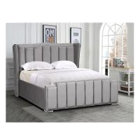 Practical Breathable Grey Velvet Ottoman Bed , Multiscene Double Ottoman Grey Bed