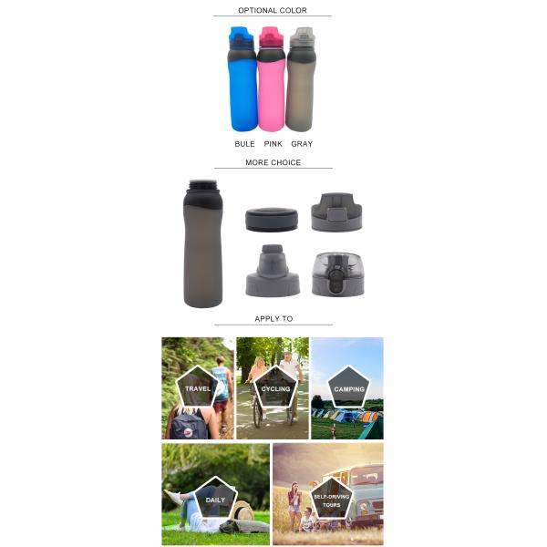 Food Grade 650ML Collapsible Silicone Water Bottle