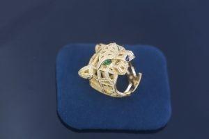 Gold Plated Leopard Diamond Ring 925 Silver Jewelry OEM