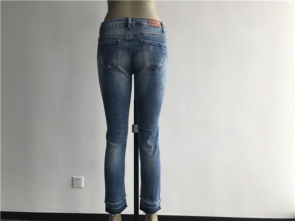 LTD Ladies Denim Jeans / Light Wash Denim Jeans With Blasting / Whisker TW76855