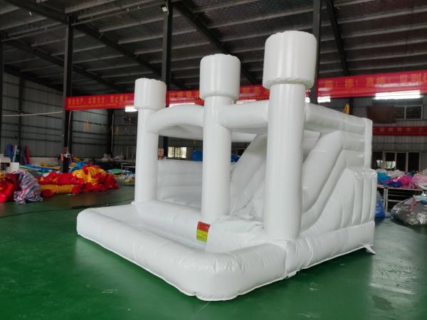 Commercial White Inflatable Bouncer Castle with Slide 0.55mmPVC