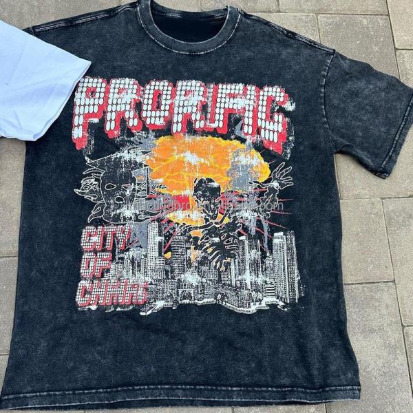 Unisex Streetwear Oversized Washed Black T Shirt Acid Washed Plain Vintage Heavyweight Stone