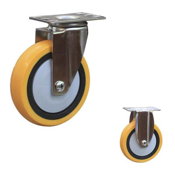 125mm pp pivotent des roues de roulette d'acier inoxydable de plat