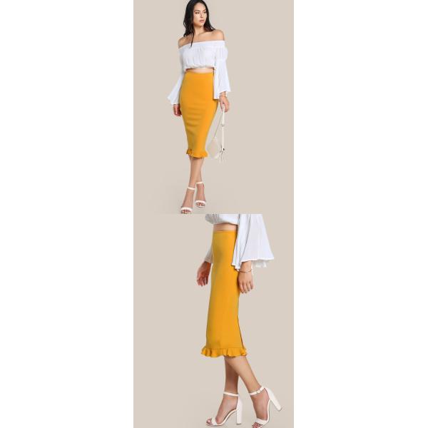 Fashion 2018 Yellow Package Hip Pencil Office Skirts Women