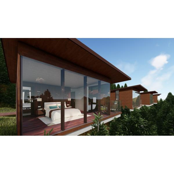 Cottage Prefab Timber Homes , Prefabricated Wooden Houses With Open Area Bathroom