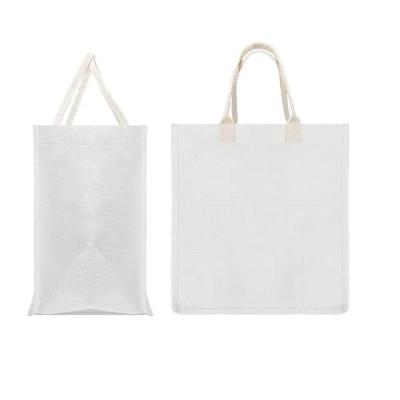 White Linen Dye Sublimation Tote Bags Custom Sublimation Beach Bags