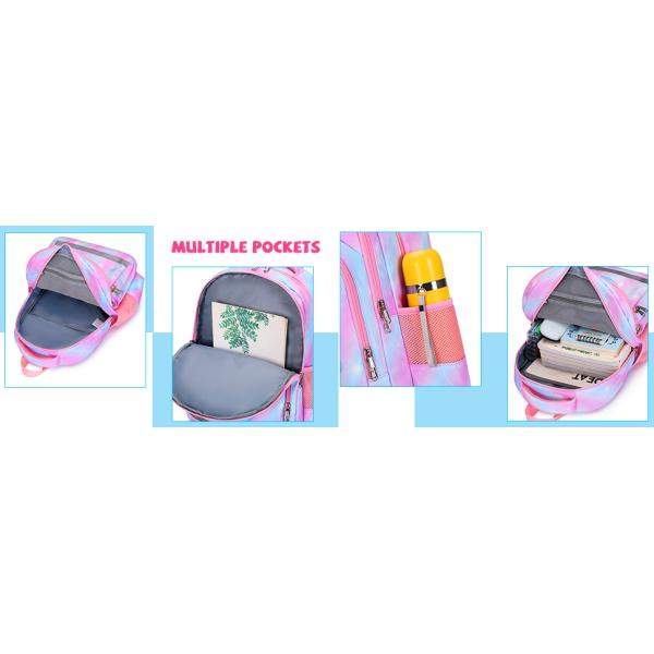 Unicorn Girls School Backpack Large Capacity Three Piece Set with Waterproof Inner Bag