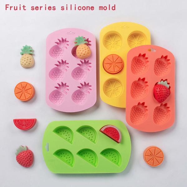 4 Pack Fruit Shaped Silicone Mold Pineapple Lemon Watermelon Strawberry Chocolate Candy Baking Mould 3D Summer Fruit Ice Mold For DIY Jelly Fondant Soap Gummy Cake Cupcake Topper Decoration