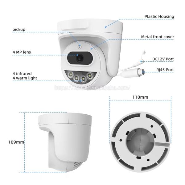 4MP IP Poe Caméra de vision nocturne à double lumière De sécurité Seetong Caméra de sécurité CCTV intelligente avec caméra de dôme du réseau audio