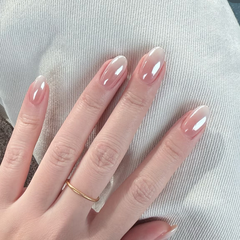 MSDS Holographic Ombre Short Nails Gentle Long Ombre Press On Nails