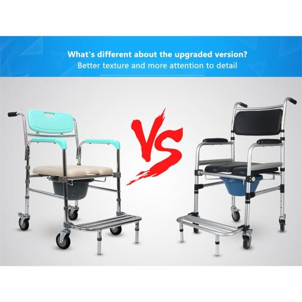 Heavy Duty Aluminum Toilet Wheel Chair With Locking Wheels For Seniors