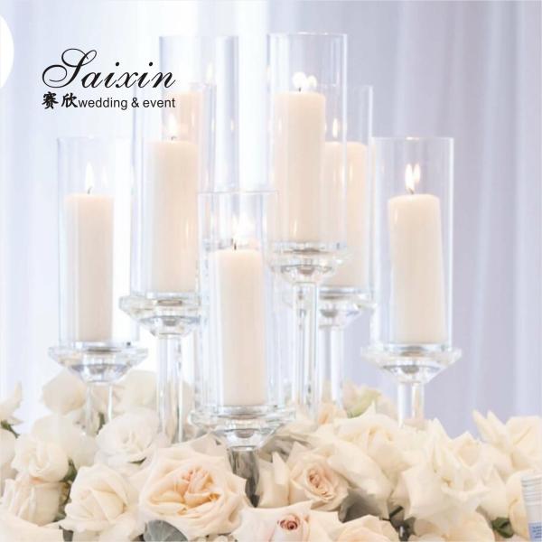 Factory hot sale set different size thin hurricane gold candlestick candle holder for wedding table decoration