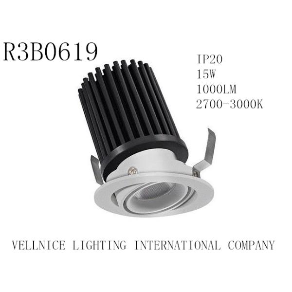 Hotel 15w Recessed Adjustable Integrated Led Downlights With 20 Degree Tilt / R3B0619