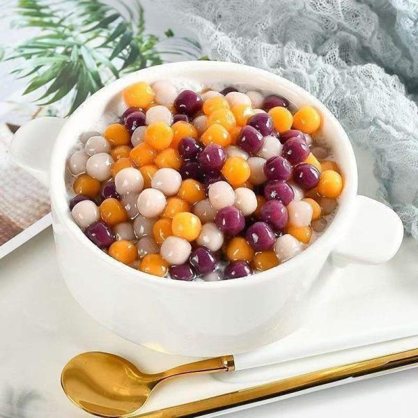 Cooking Mini Taro Balls 3 Colors Mix Tapioca Pearls For Milk Tea Boba Shop