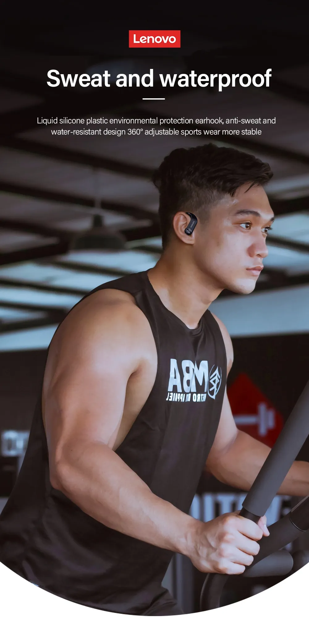 Ear Mounted Lenovo Tws Earbuds LP7 Waterproof IPX5 Bluetooth Earphones