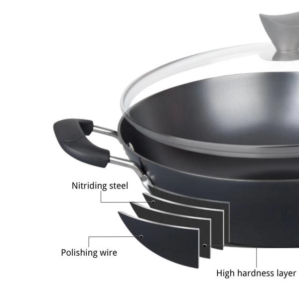 вок Skillet литого железа 15Inch китайский с прочными ручками петли