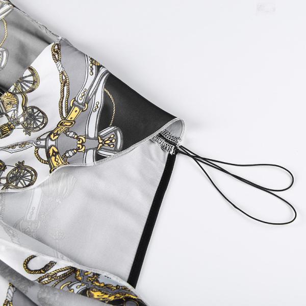 High Street Casual Wear Women Crop Top Printed Hem Sharp Angle Show Back