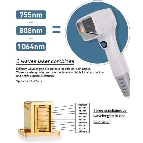 755nm 808nm 1064nm Diode Laser Hair Removal Machine 10HZ