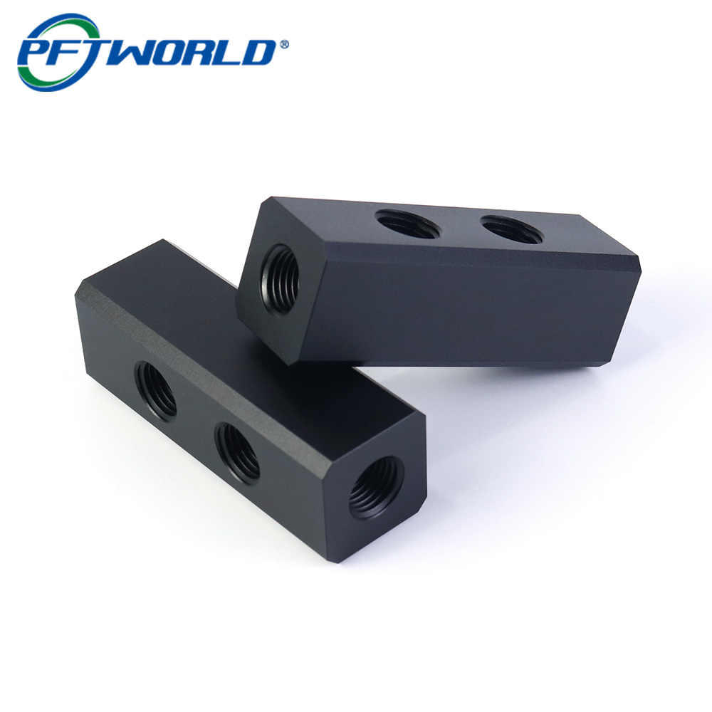 Custom CNC Machined 6061 Aluminum Threaded Block | Precision Milling & Black Anodizing