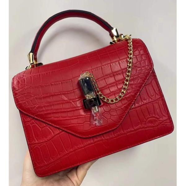 Authentic Crocodile Belly Skin Women Small Orange Purse Lady Chain Handbag Genuine Alligator Leather Female Shoulder Bag
