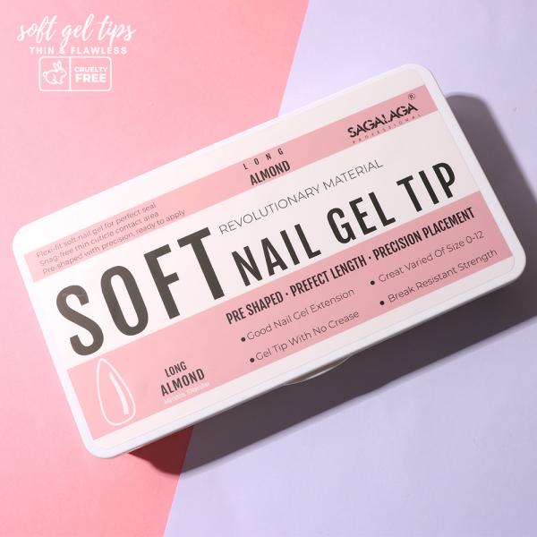 Pre-Designed SAGALAGA Coffin Square Soft Gel Nail Tips Full Cover 500pcs Almond Tip for Press on Nails Design