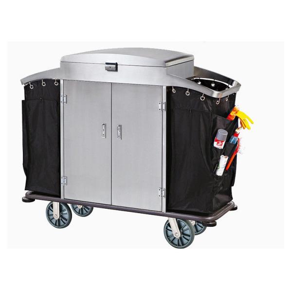 Small Room Service Trolley with Heavy Duty Refuse Bag Stainless Steel Powder - Epoxy Finish