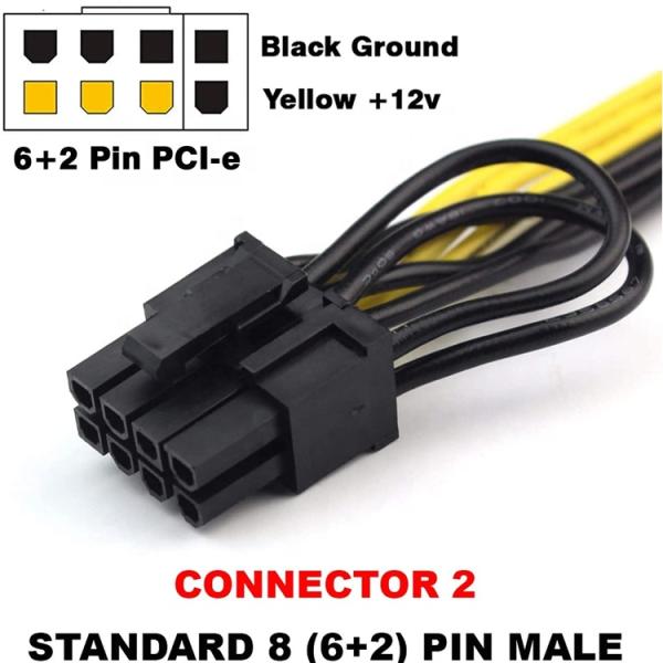 PCIE 6 Pin to 8 Pin GPU  ATX Video Graphics Card PCIE PCI Express Power Cable