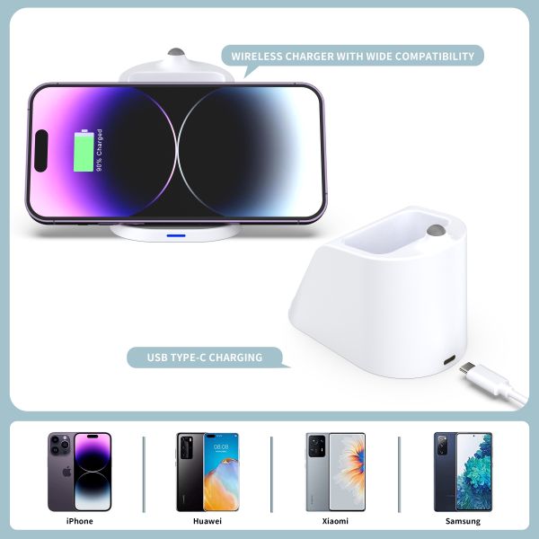 3 In 1 Multi Function Office Desk Organizer Gift Set 10W Wireless Charger Pencil Pen Holder Phone Stand