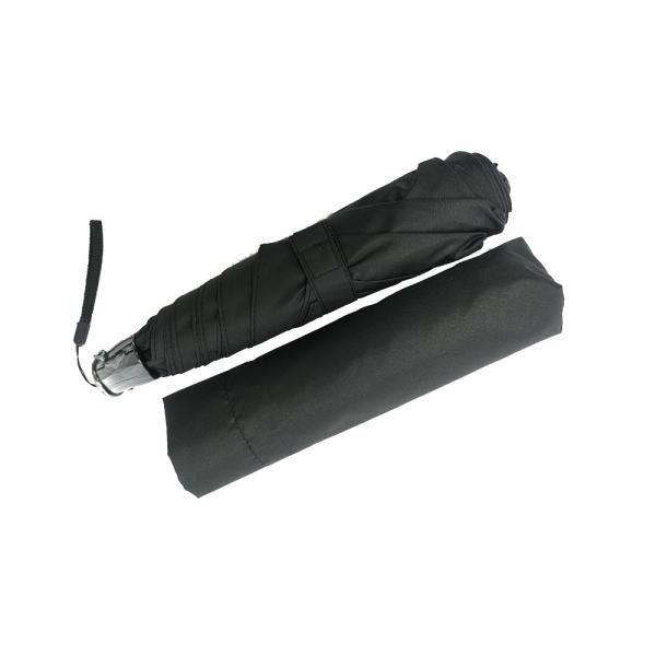 Manual 19 Inch Lady Three Fold Umbrella Black Metal Frame Pongee Fabric