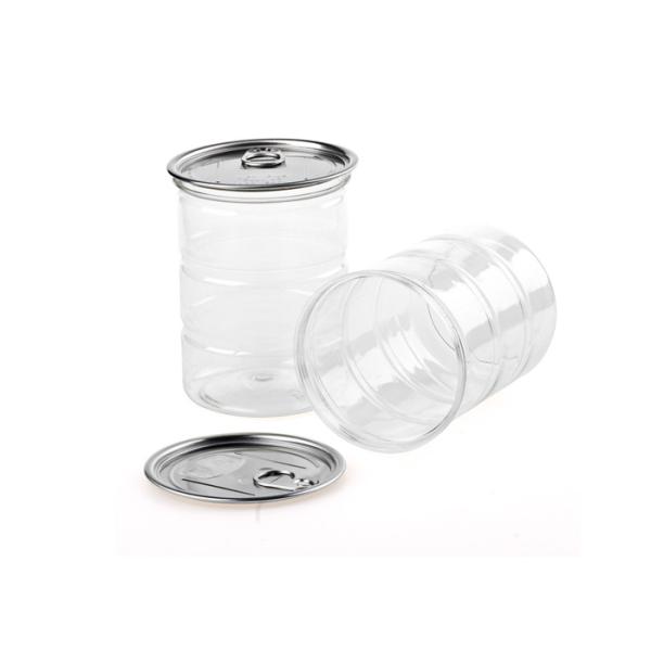 Heat Protection Clear Plastic Cylinder PET Easy Open Lid Canned Package