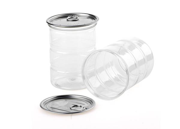 Heat Protection Clear Plastic Cylinder PET Easy Open Lid Canned Package