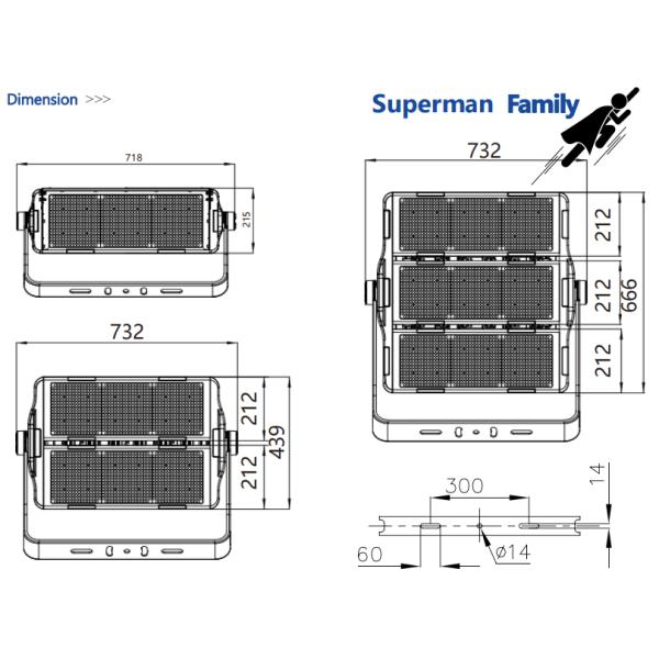 400W500W800W1000W1200W Luz LED de mástil alto con construcción de aleación de aluminio duradero
