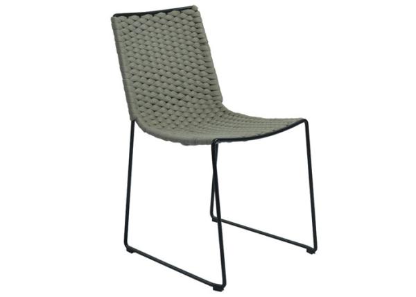 Outdoor Restaurant Iron Light Green Dining Metal Rope Chair For Patio