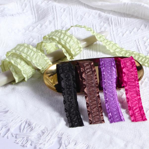 Eco-friendly Folded Polyester Skirt Edge Woven Ribbon Bow for DIY Hair Accessories and Gift Box Packaging