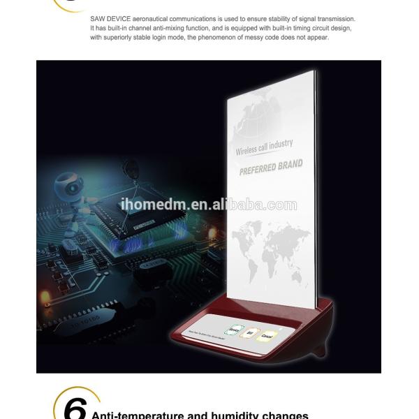 Botón de llamada de camarero inalámbrico para porta menú de tablero acrílico