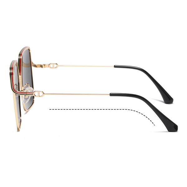 Óculos de sol TAC Lens de obstrução UV de condução poligonal do quadro do metal das mulheres