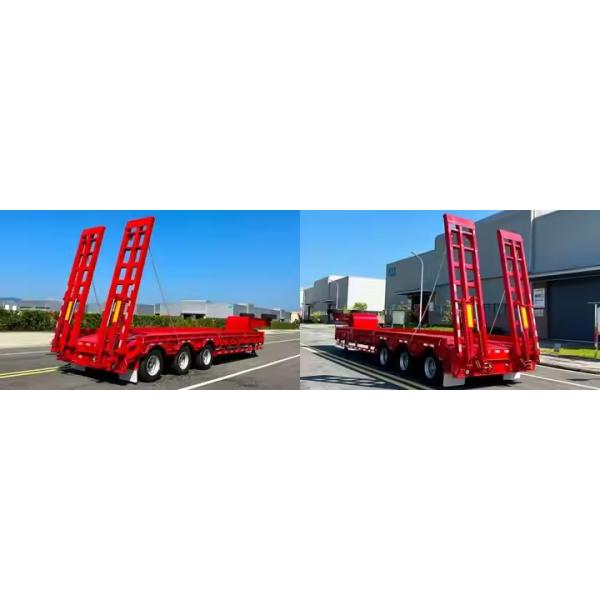 China 3 Ejes 14m Transporte Vehículos pesados Minería Maquinaria forestal Semi remolque de lecho bajo