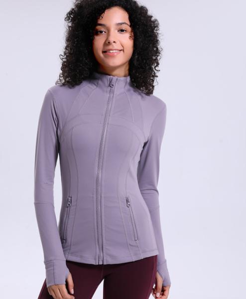 Long Sleeve Women Tops Sports Track Jackets Purple Sport Coat