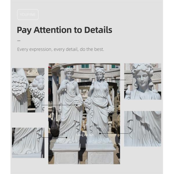 Life Size Natural Stone Garden Sculpture Four Season Goddess Marble Statue