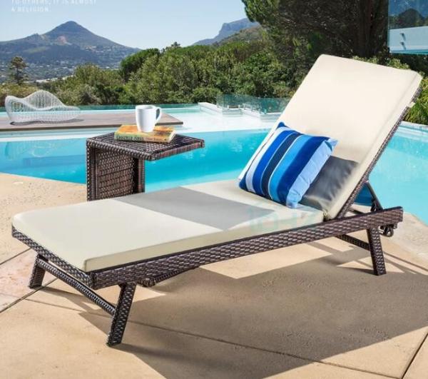 PE Rattan Leisure Chaise Lounge chairs  Aluminium Outdoor Garden wicker patio beach chair