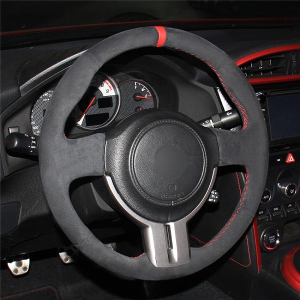 Wrap Hand Sewing All Black Soft Suede Steering Wheel Cover for Subaru BRZ Scion FR-S FRS Toyota 86 GT86