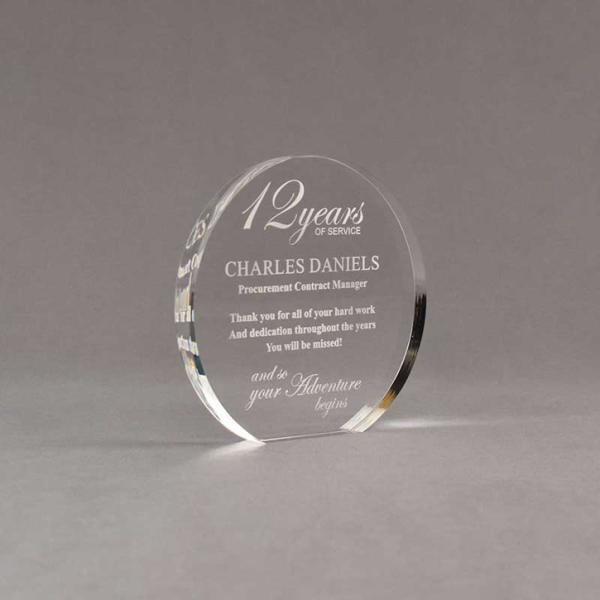 5'' Diameter Round Clear Blank Acrylic Plaque With Stand Customized Engraving Event