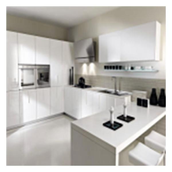 Modern Shaker Style White Kitchen Cabinets with Ceramic Countertops and Veneer Finish