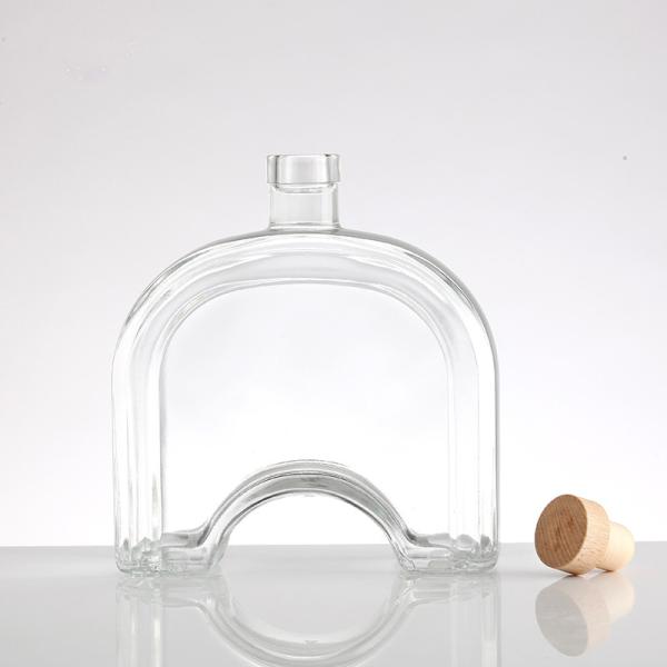 Professional Arc Shaped Glass Brandy Liquor Bottles for Beverage Industry