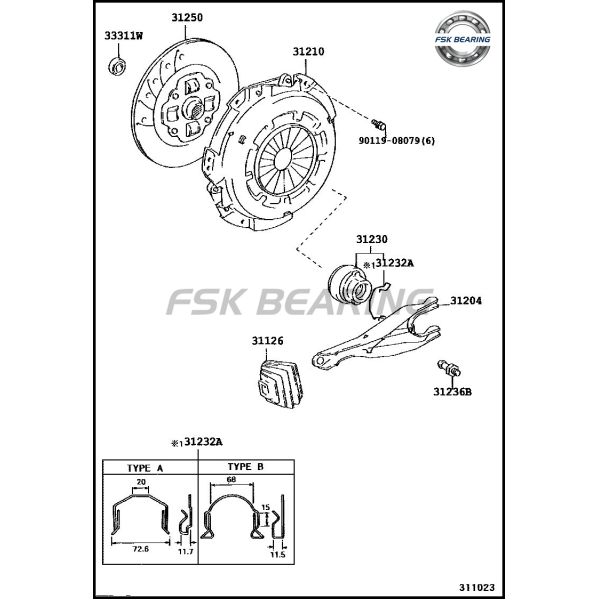 FSK Brand 31230-35060 For Toyota Hilux Land Cruiser Clutch Release Bearing
